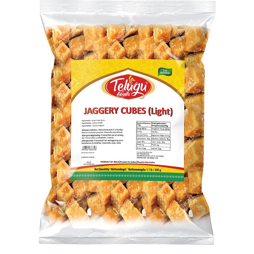 Telugu Foods Jaggery Cubes (light) 500g