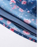 Blue Floral Printed Smocked Detailed Tiered Georgette Fit & Flare Dress in Berlin