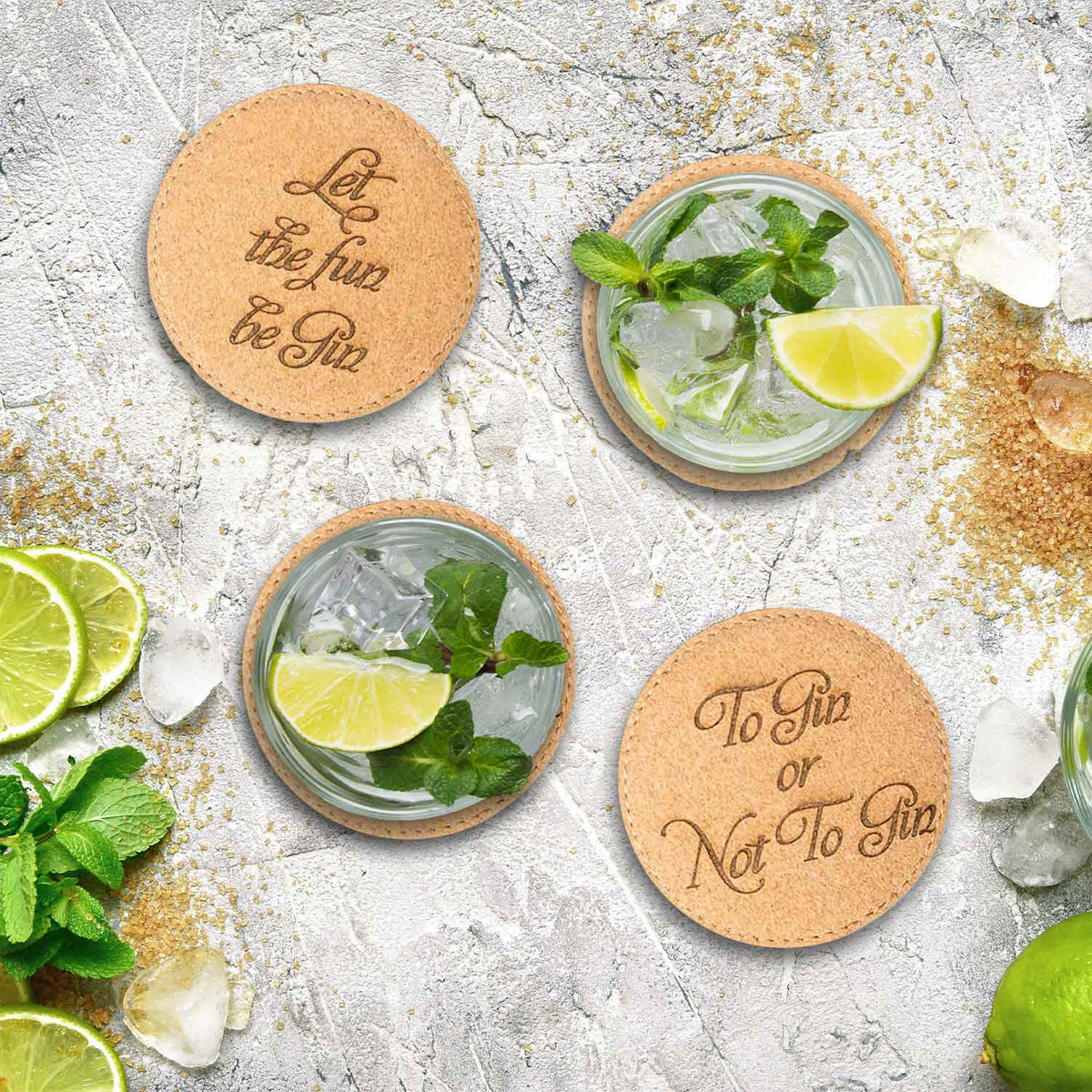 Kork Untersetzer: Lustige GIN Sprüche 4er Set