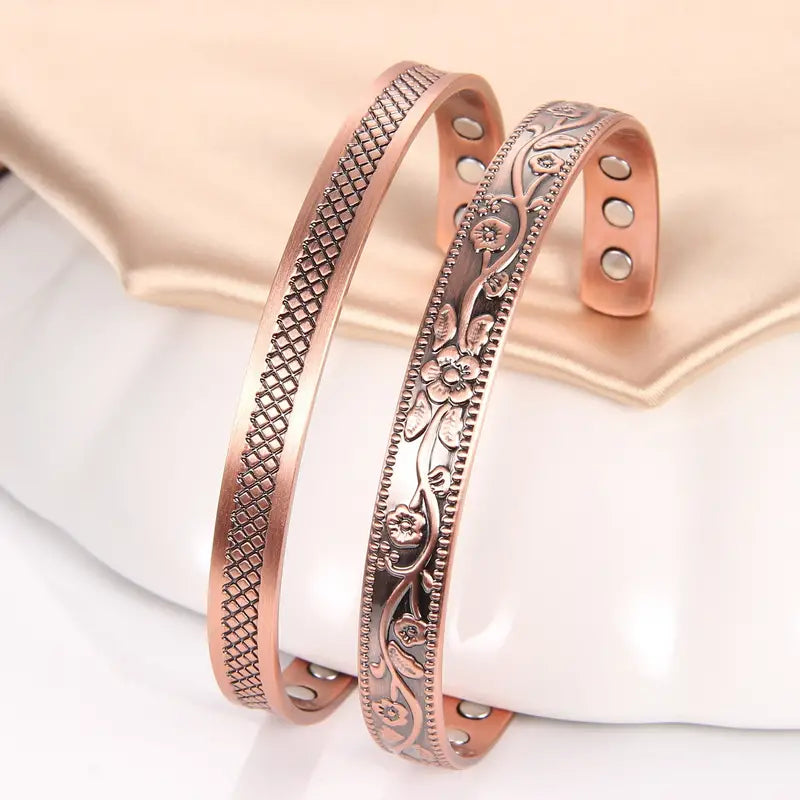 Kupferschmuck Armreifen mit Magneten im 2-Set