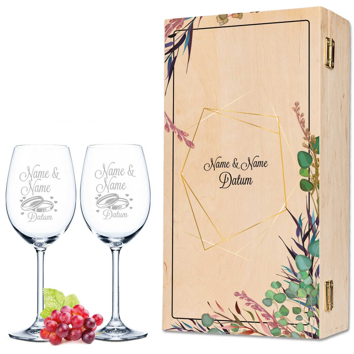 Stölzle Lausitz Weingläser mit Gravur "Flower Polygon" Design im Set