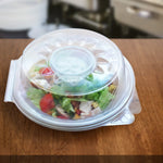 Salatschale (PP) mit Dipfach im Domdeckel klar 1600ml