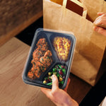 Menü-Schale (PP) Reware Lunch wiederverwendbar 3-geteilt schwarz 227 x 178 x 49 mm