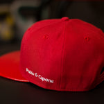 Snapback Cap - Red Leather & White