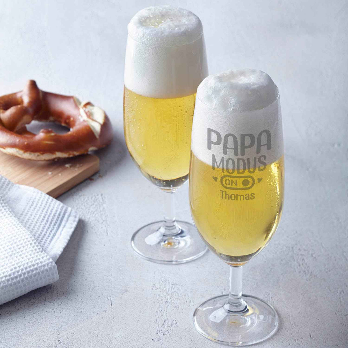 Stölzle Lausitz Bierglas mit Gravur "Papa Modus" mit Namen