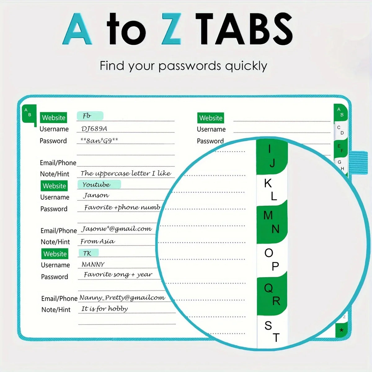 Logbuch, Passwortbuch mit Register A-Z Passwort Notizbuch A5