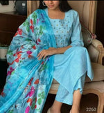 Machine Thread Embroidery Kurta With Pant and Dupatta