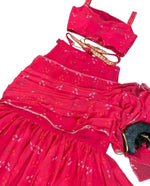 Georgette printed fully stitched lengha saree with blouse and Belt