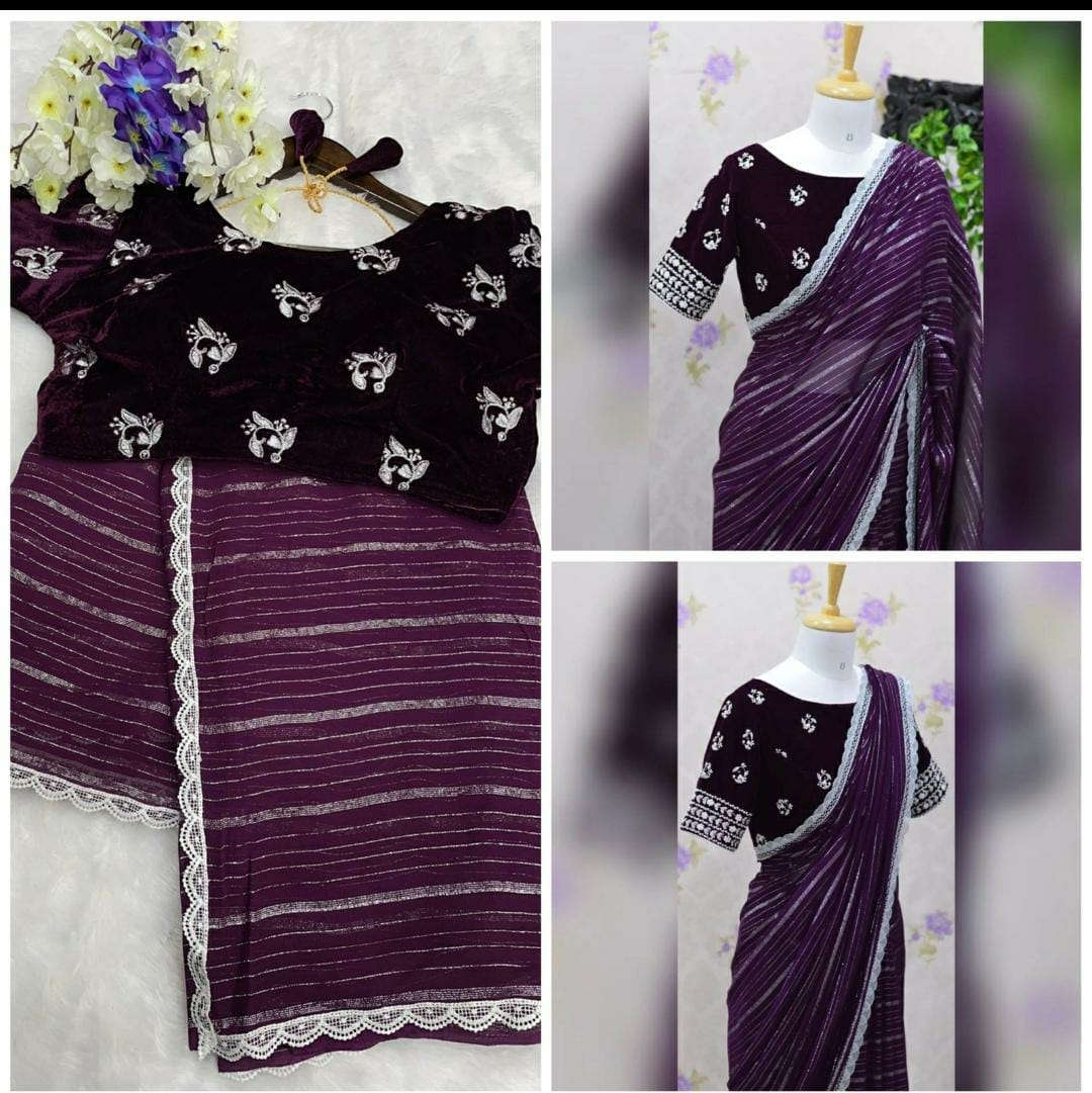 Presenting you most beautiful saree with stiched blouse(Indian Saree)) Namma Markt