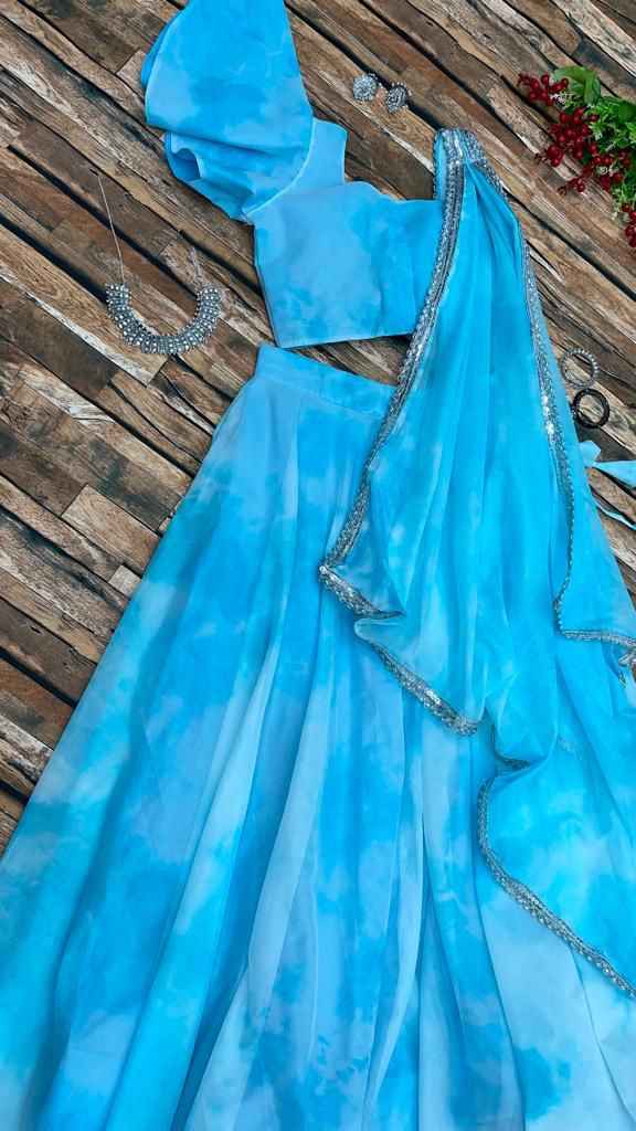 Pure georgette silk digital printed lehnga 8mtr flair lehnga with canvas patta 🌸 fully stitched(Party Wear Collection)