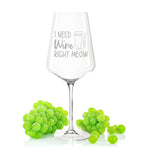 Stölzle Lausitz Weinglas mit Gravur "I need wine right meow"