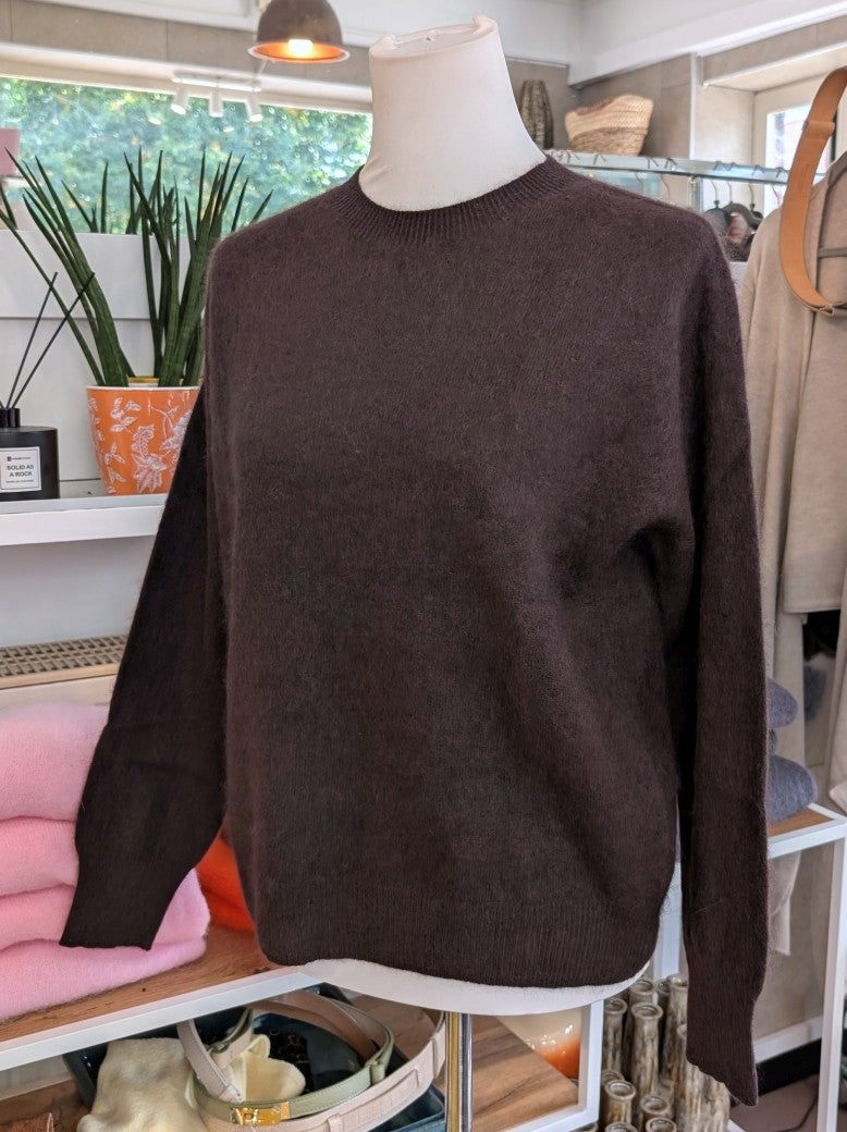Pullover Kaschmir Seide Wolle mega weich Coffee Braun One Size - von La Bella Moda Milano 26900