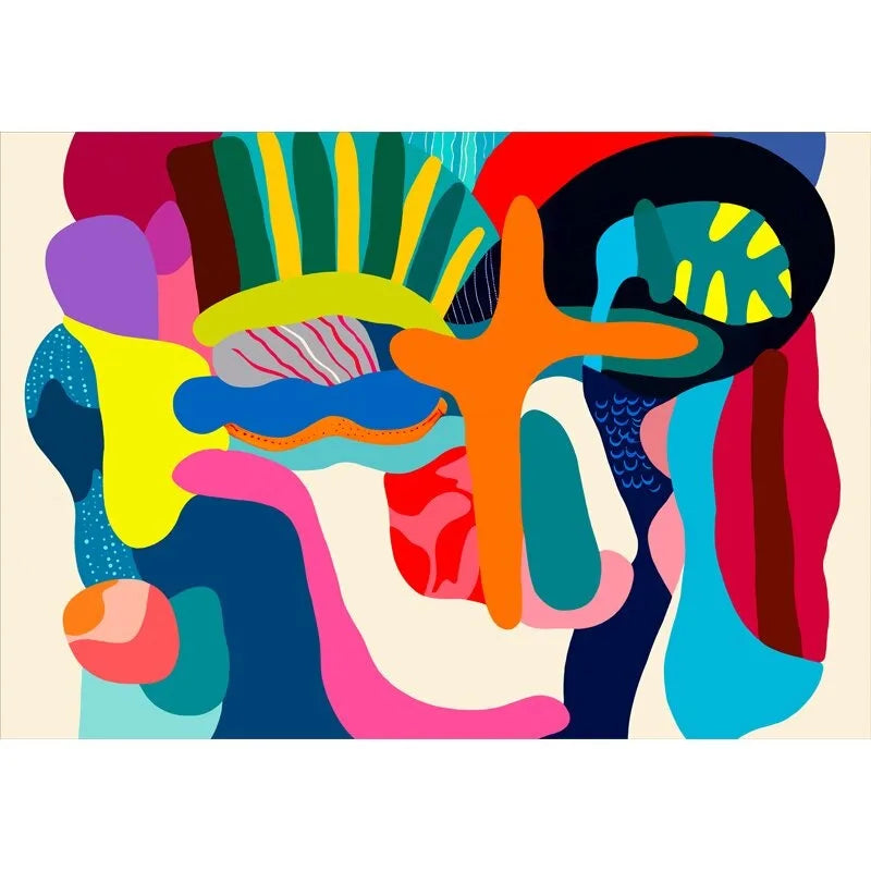 Bunter Abstrakter Kunst Teppich
