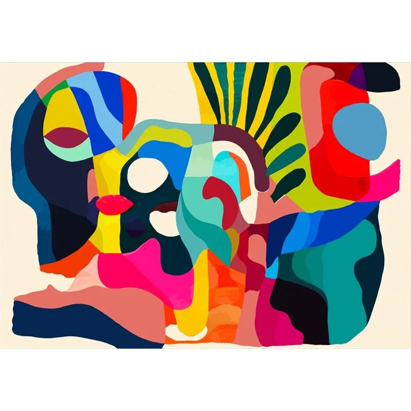Bunter Abstrakter Kunst Teppich