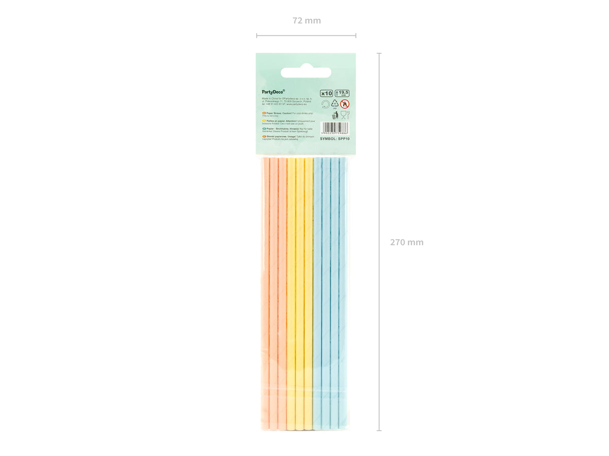 Strohhalm Papier Stripes 10Stk./195mm Rot