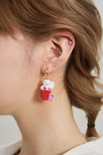 Hawaiian Mermaid Cat Ceramic Earrings