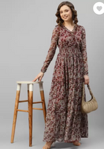 Women Fit and Flare Maroon, Grey Dress in Germany