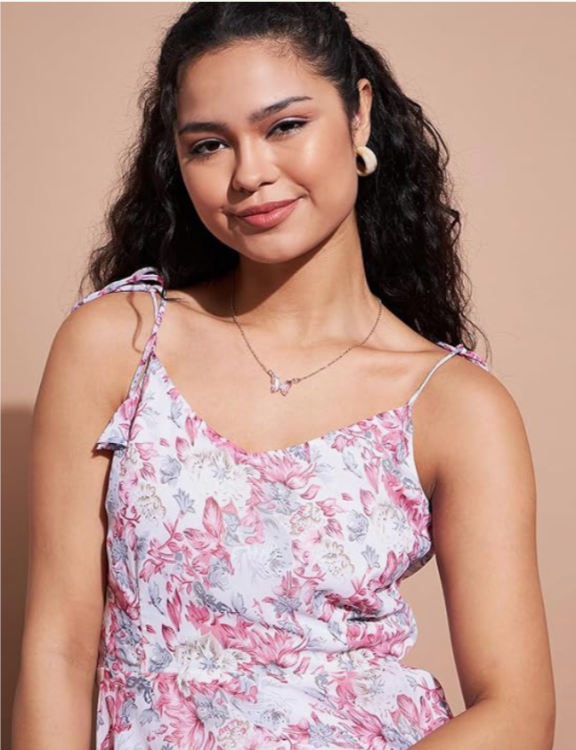 Floral Printed Sleeveless Georgette A-Line Dress in Germany