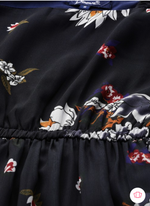 Navy Blue & White Floral Print Tiered Maxi Dress in Germany