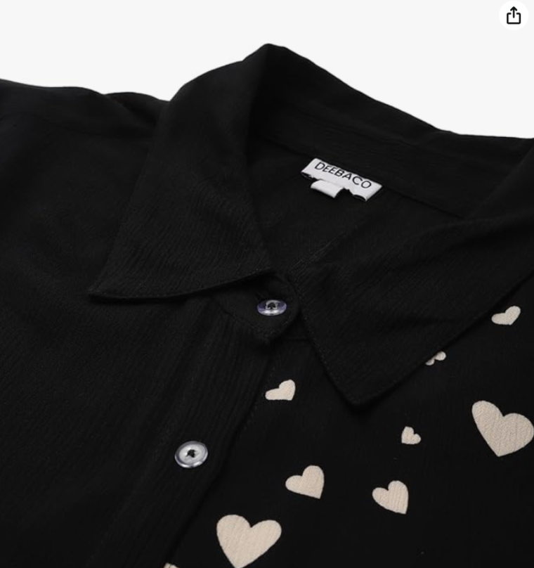 Solid with Heart Print Rayon Plus Size Shirt Dress in Munich