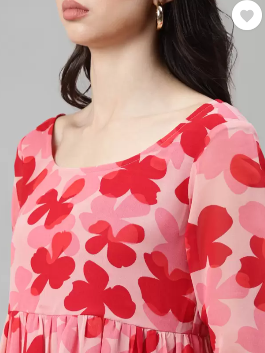 Women Floral Print Georgette Flared Kurta in Berlin