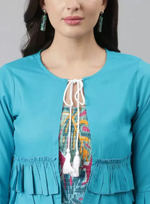 Women Printed Rayon Round Neck Calf Length Dress in Germany