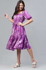 LAVENDER TIE DYE WOMEN TIERED DRESS IN BERLIN