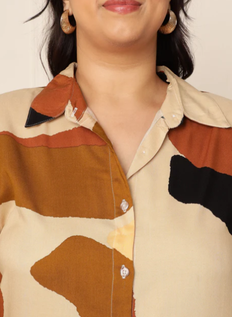 WOMEN'S PLUS SIZE MULTICOLOUR ABSTRACT PRINTED SHIRT DRESS in Berlin