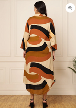 WOMEN'S PLUS SIZE MULTICOLOUR ABSTRACT PRINTED SHIRT DRESS in Berlin