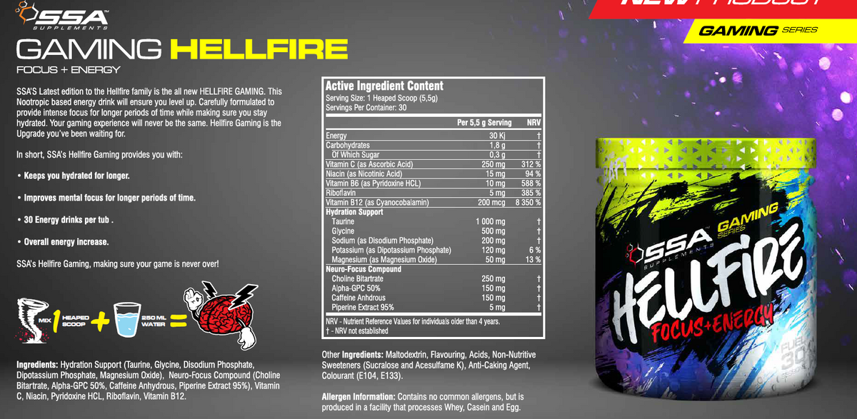 Hellfire Pre-Workout - Gaming Focus Energy SSA Suplements