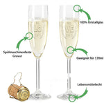 Stölzle Lausitz Sektgläser mit Gravur im "Rose & Love" Design als Set