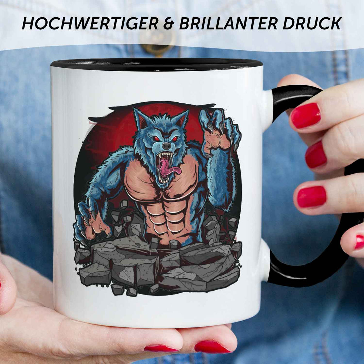 Bedruckte Tasse mit Motiv im Halloween Werwolf Design