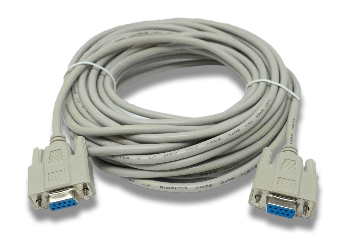 D Sub Nullmodem Kabel 10 m 9 Pin Buchse zu Buchse RS232 DB9 Adapter in Grau | System-S