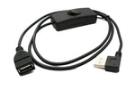 USB 2.0 Kabel 100 cm Typ A Stecker zu Buchse Schalter Winkel Left Angled | System-S