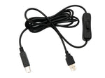 USB 2.0 Kabel 2 m Typ B Stecker zu A Stecker Schalter in Schwarz | System-S