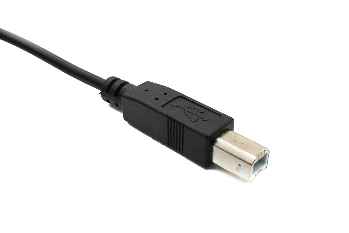 USB 2.0 Kabel 2 m Typ B Stecker zu A Stecker Schalter in Schwarz | System-S