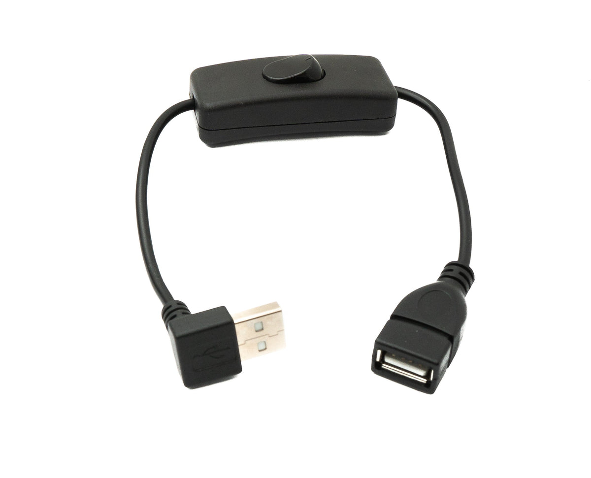 USB 2.0 Kabel 30 cm Typ A Stecker zu Buchse Schalter Winkel Up Angled | System-S