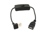 USB 2.0 Kabel 30 cm Typ A Stecker zu Buchse Schalter Winkel Up Angled | System-S