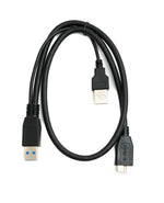 USB 3.0 Y Kabel 60 cm Typ A Stecker zu Micro B Stecker & 2.0 A Stecker in Schwarz | System-S