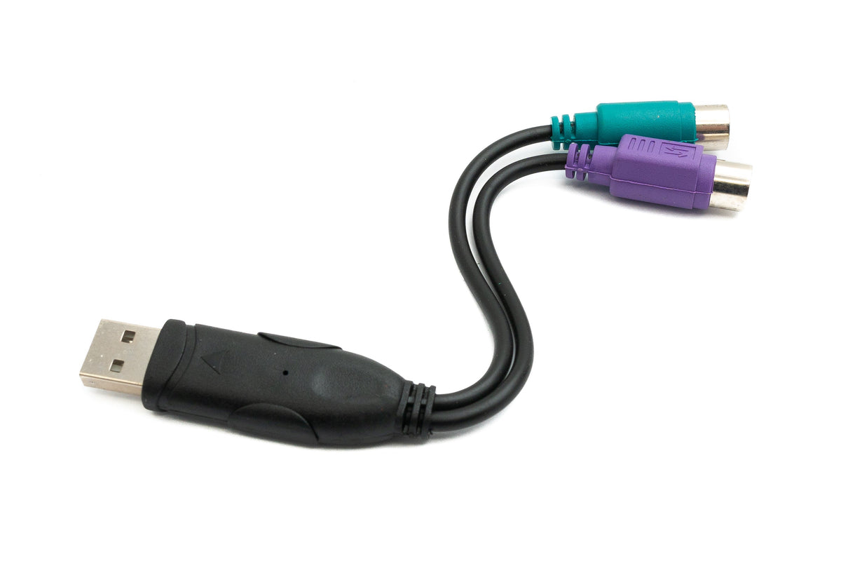 PS/2 Y Kabel 15 cm 2x Buchse zu USB 2.0 Typ A Stecker in Schwarz | System-S