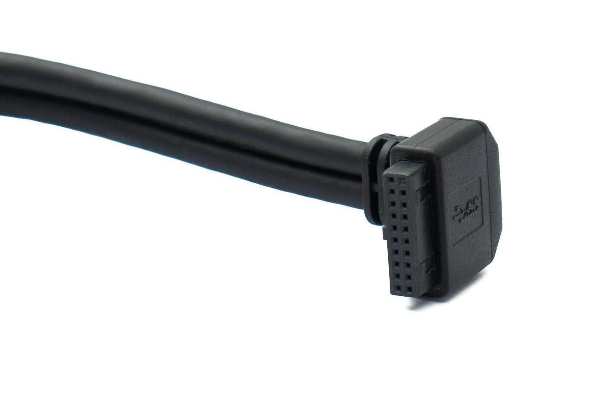 USB 3.0 Kabel 25 cm 19 Pin Stecker zu 20 Pin Buchse Motherboard Down Angled Winkel 5 Gbit/s 100W | System-S