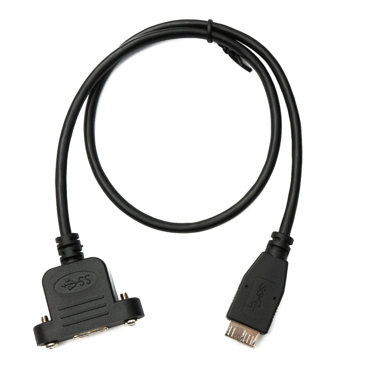 USB 3.0 Kabel 50 cm Micro B Buchse zu Stecker Panel Mount Schraube 5 Gbit/s 100W | System-S