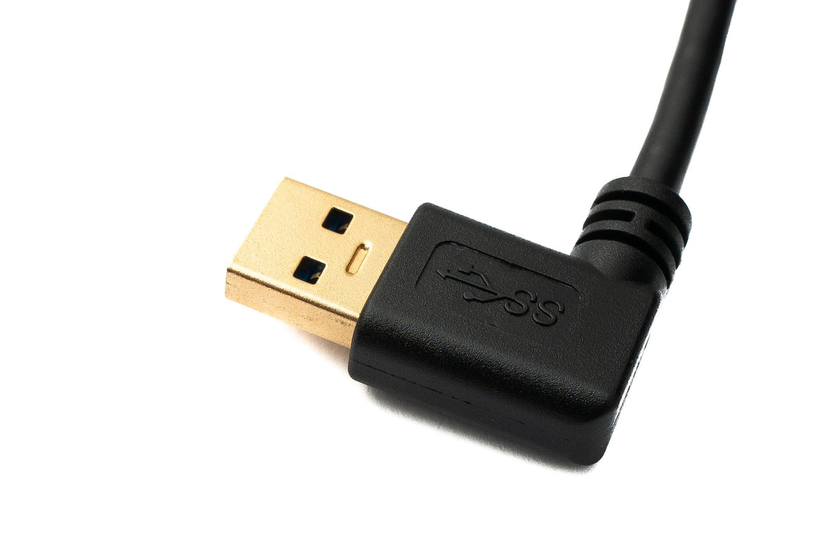 USB 3.1 Kabel 20 cm Typ C Stecker zu 3.0 A Stecker aufwärts abwärts rechts gewinkelt 5 Gbit/s 100W | System-S