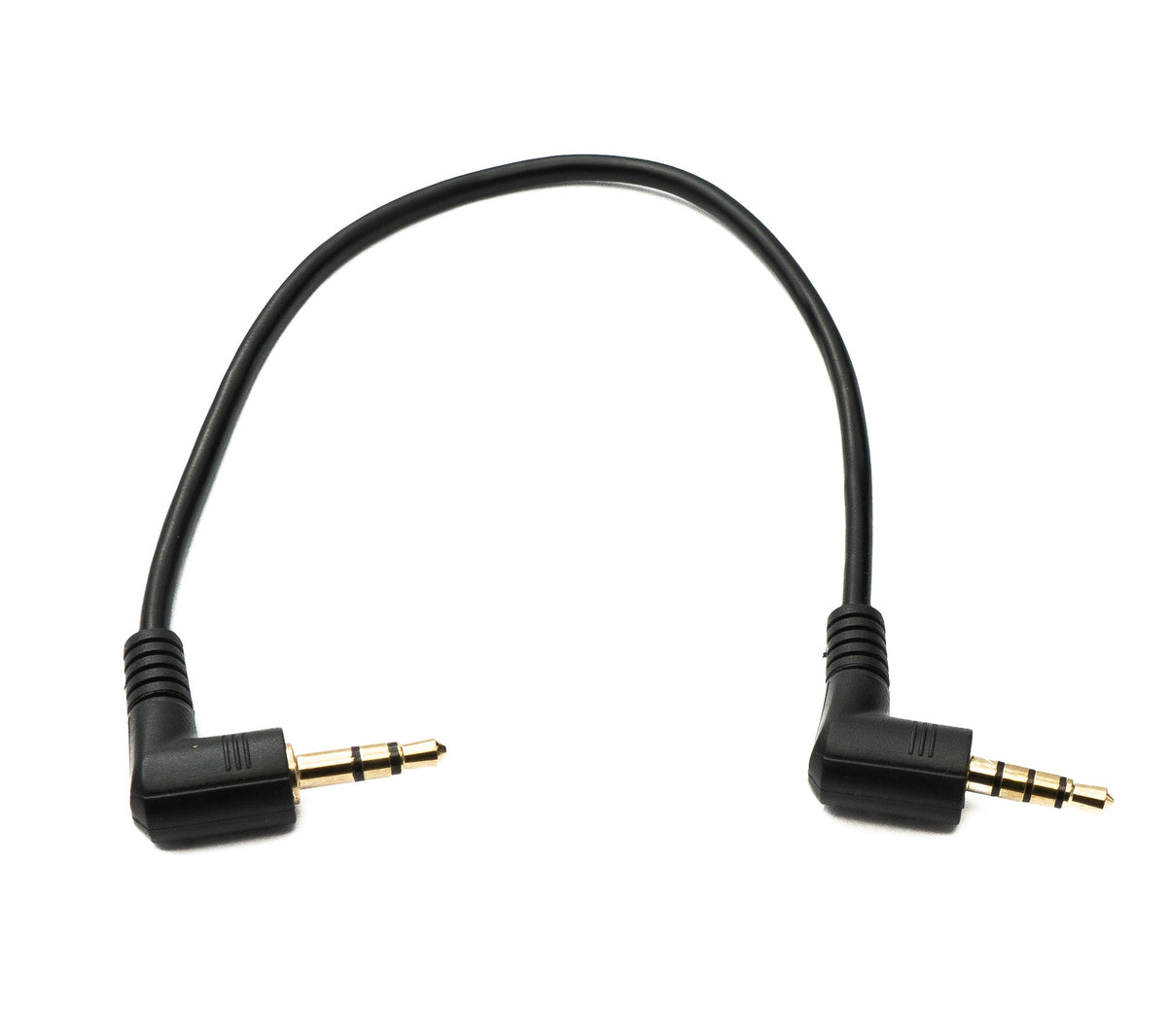 Audio Klinke Kabel 20 cm 3,5 mm 4 polig Stecker zu 3 polig Stecker Left Right Angled Winkel AUX Adapter | System-S