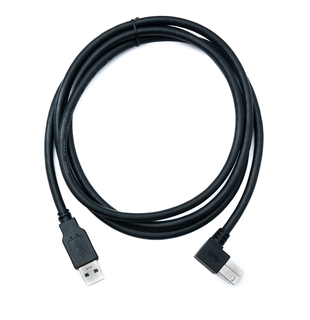 USB 3.0 Kabel 150 cm Typ B Stecker zu A Stecker Winkel Down Angled 5 Gbit/s 100W in Schwarz | System-S