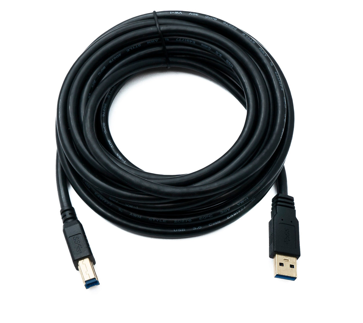 USB 3.0 Kabel 5 m Typ B Stecker zu A Stecker 5 Gbit/s 100W in Schwarz | System-S