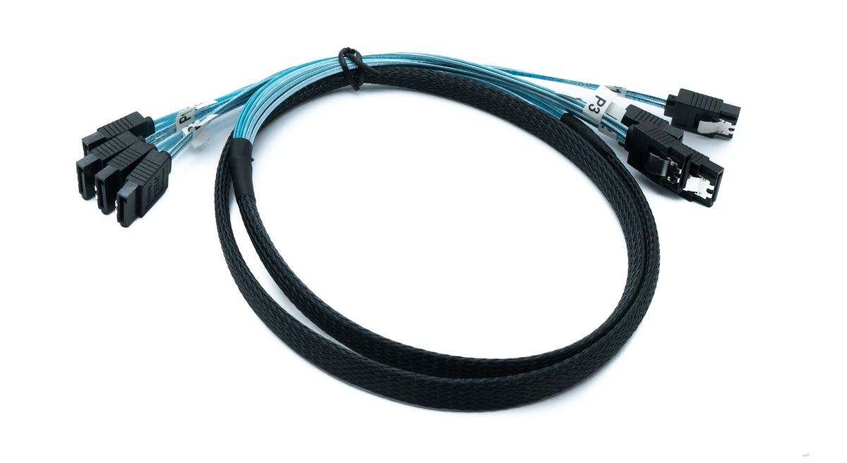 SFF-8087 Kabel 50 cm 4x SATA 7 Pin Stecker zu 4x Stecker für RAID Festplatte Motherboard | System-S