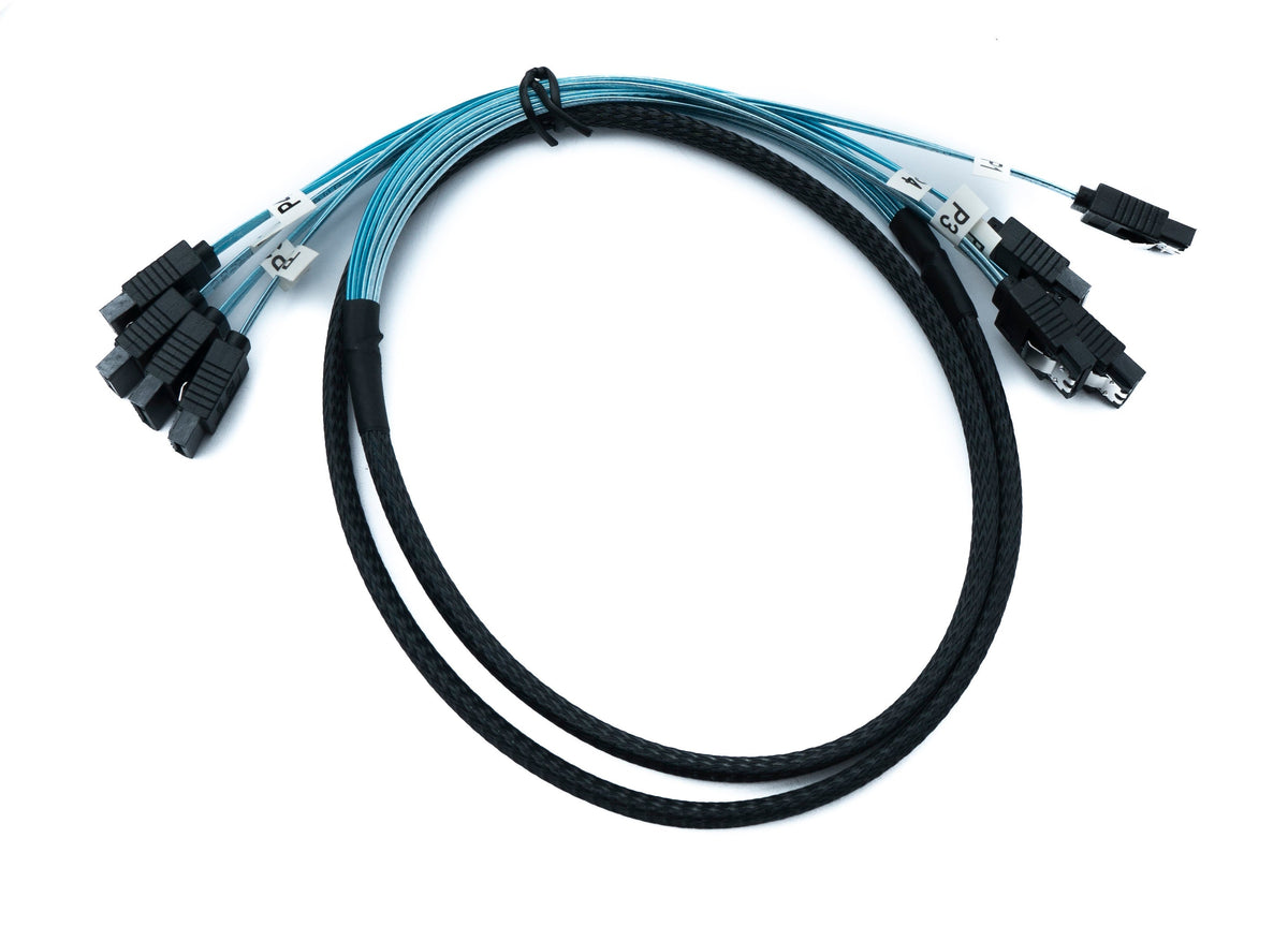 SFF-8087 Kabel 50 cm 4x SATA 7 Pin Stecker zu 4x Stecker für RAID Festplatte Motherboard | System-S