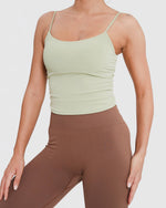 Set Scrunch Leggings High Waist + Tank Top Seamless - Mix Grün und Braun