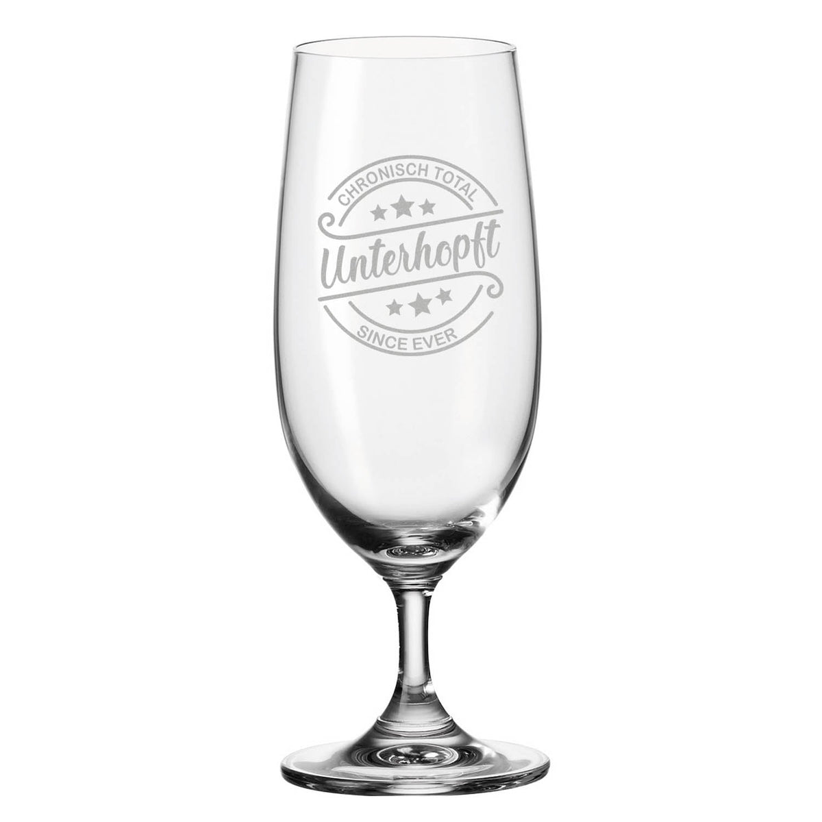 Stölzle Lausitz Bierglas mit Gravur "Unterhopft"
